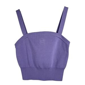 Sandro Embroidered Knit Bra Top Crop Top Tank 0 Mauve Purple Lilac Lavender